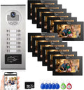 Wired Apartment Video Intercom System,1080P HD Video Doorbell, Compatible with 12 Units 7-inch Touchscreen,Supports Motion Detection,Two-Way Audio,Tuya Smart Home