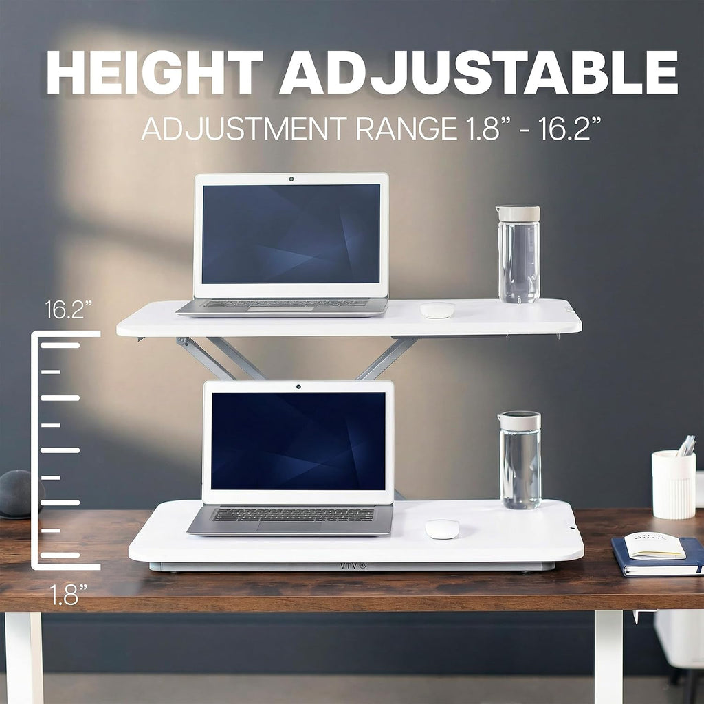 VIVO Economy Single Top Height Adjustable 29 inch Standing Desk Converter, Sit Stand Tabletop Monitor and Laptop Riser Platform Workstation, White, DESK-V000UW