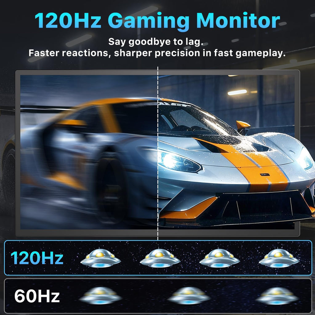 Upperizon Portable Monitor 21.5 inch FHD 110% sRGB 120Hz IPS HDR HDMI USB-C Travel Monitor for Laptop MacBook PC Surface PS5 Xbox, Large External Display with Kickstand & Speakers, VESA Compatible