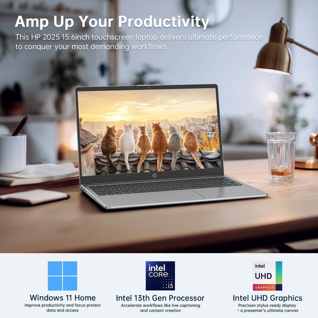 HP Laptop Computer, 15.6' Touchscreen Laptop for Business & Student,13th Gen Intel Processor (up to 4.50 GHz),16GB RAM,512GB SSD,Numeric Keypad,FP Reader,WiFi 6E,w/Accessory,Lifetime Office,Win 11 Pro