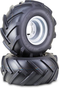 WANDA Lawn Mower Tractor Tire Wheel Assembly 18X9.5-8 6-Ply with 4 Lugs on 4' PCD Silver Wheel-13070,SET 2