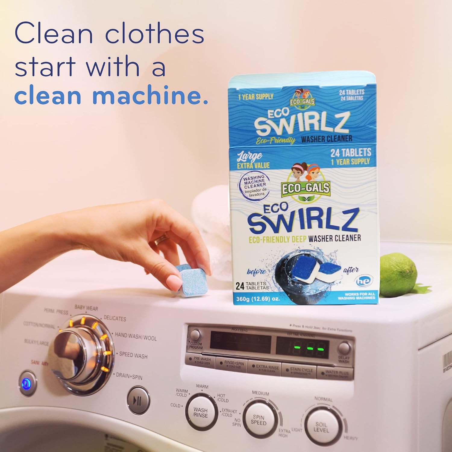 ECO-GALS Eco Swirlz Bulk Wholesale Washing Machine Cleaner for Cleaning Business, Laundromats, and Shared Laundry