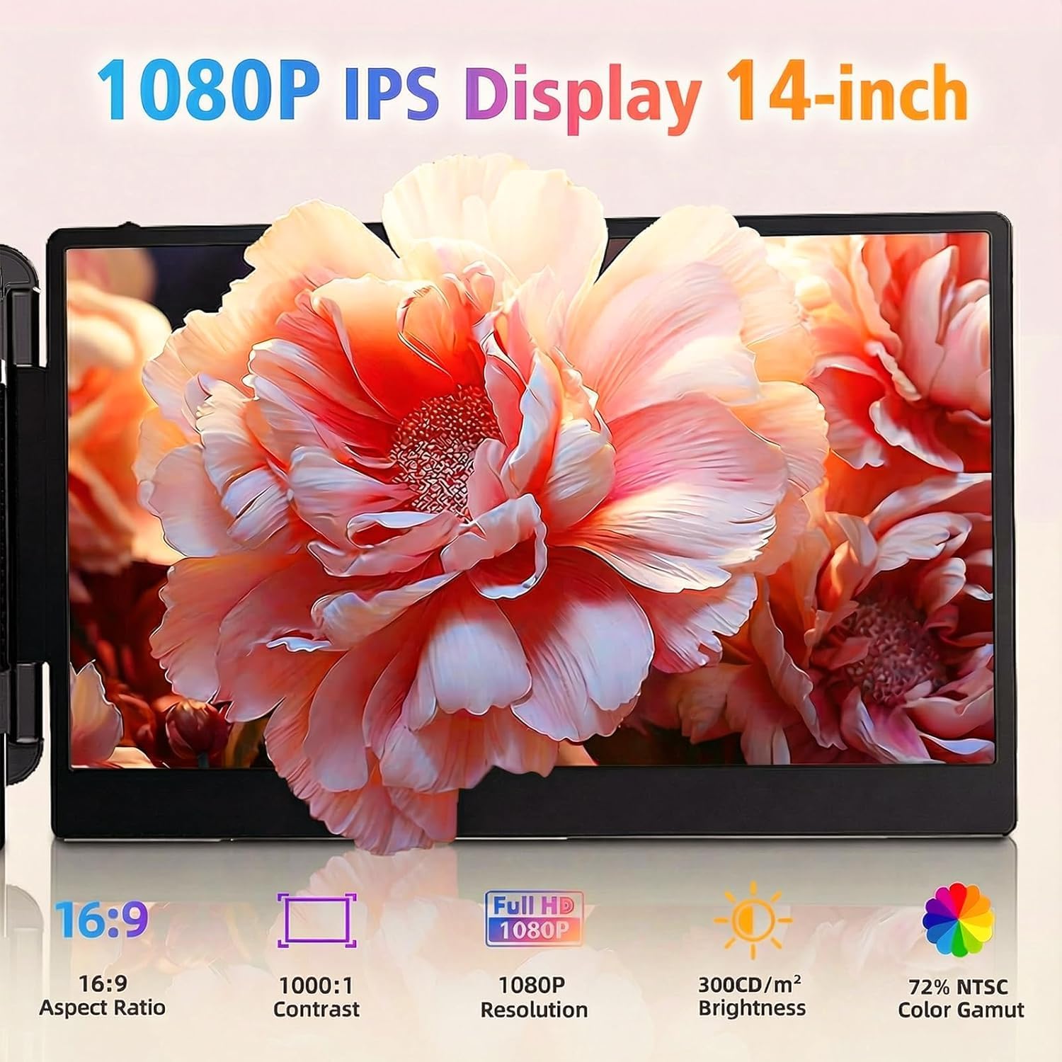 Laptop Screen Extender - 14' FHD 1080P IPS Portable Computer Monitor for Laptops, Dual Screen Travel Monitor for Laptops 13-17' with USB-C/HDMI Port, Plug & Play for Windows/Mac/Android/Switch/PS