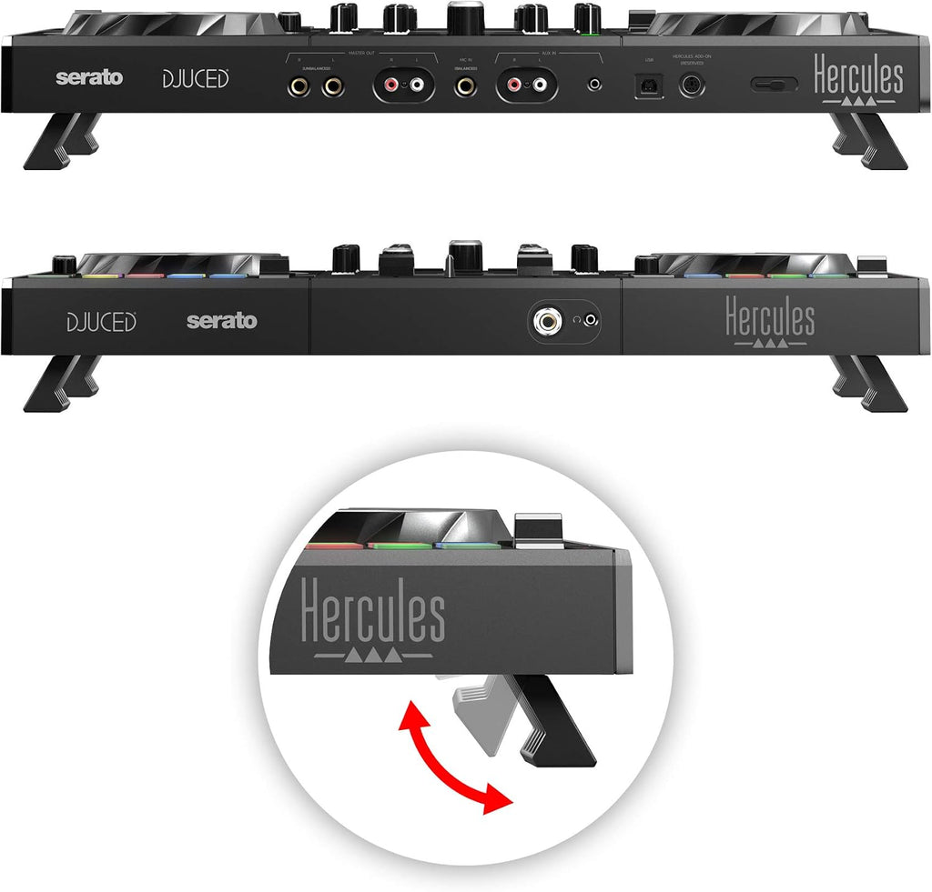 Hercules DJControl Inpulse 500 DJ Controller – Beginner DJ Set, 2-Deck USB DJ Mixer with Built-In Audio Interface, RGB Pads, Touch-Sensitive Jog Wheels