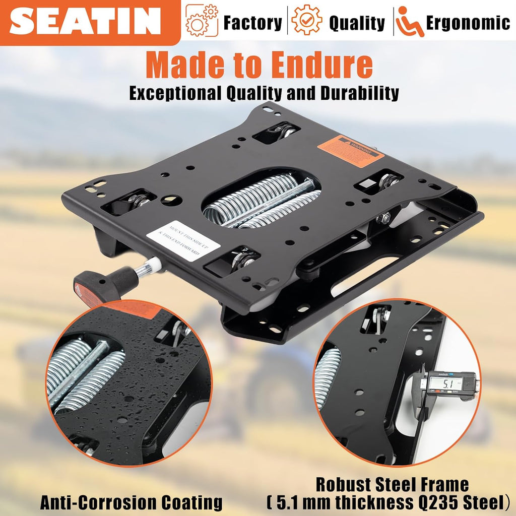 SEATIN Universal Seat Suspension Kit Low Profile Suspension for Zero Turn Lawn Mower Tractor Forklift, Compatible with Most Aftermarket Seats (Suspension with Sliding Rail)