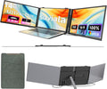 Laptop Screen Extender 0.17' Ultra-Thin, 14' 1080P FHD IPS Portable Monitor, Triple Screen Laptop Monitor Extender for 13'-17' Laptops, Plug & Play for Mac/Android/Chrome