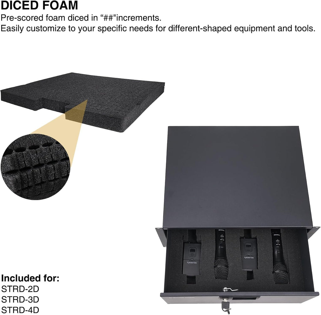 Sound Town 19-inch 4U Locking Rack Drawer, with Protection Foam (STRD-4D)