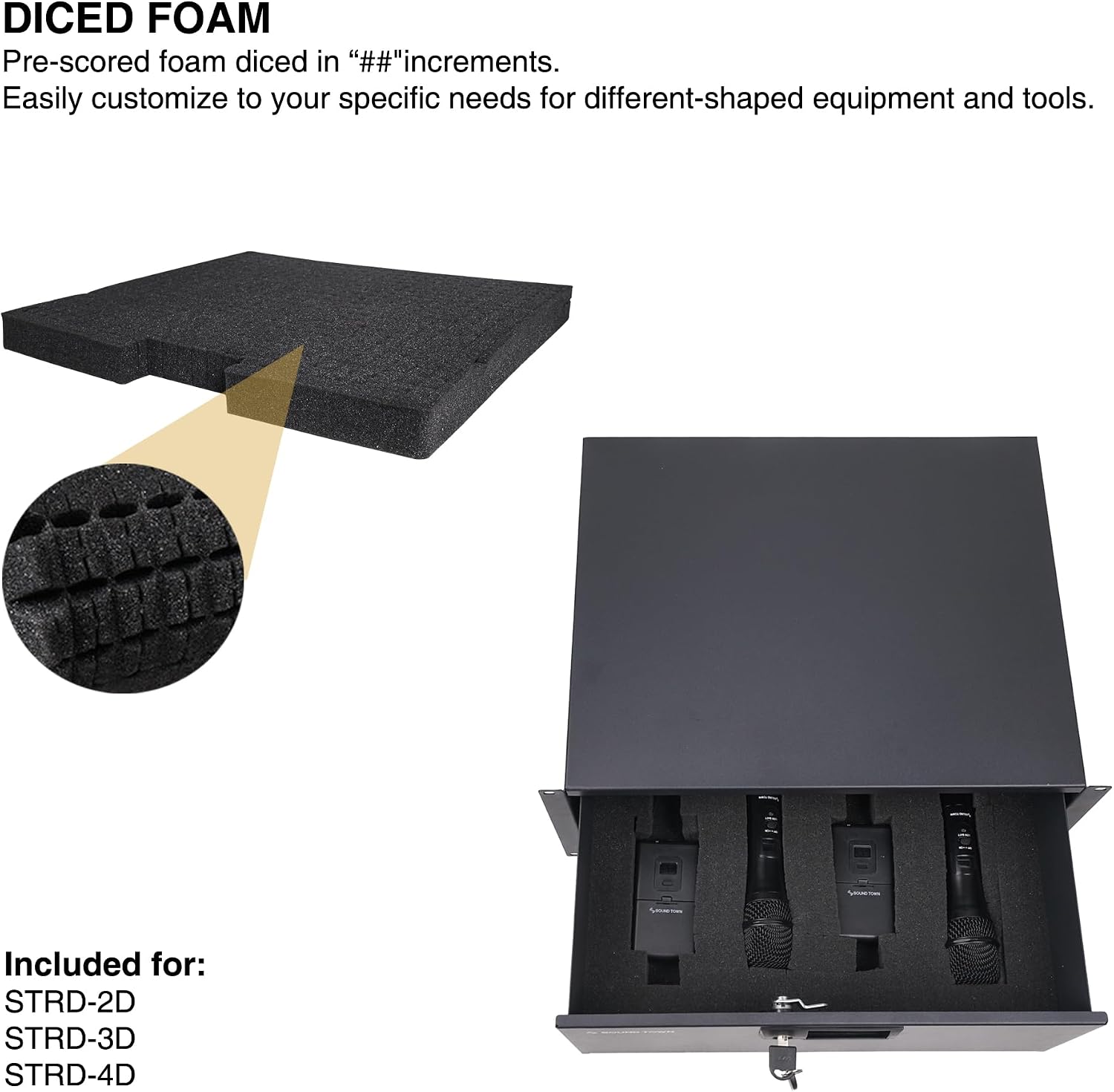 Sound Town 19-inch 4U Locking Rack Drawer, with Protection Foam (STRD-4D)