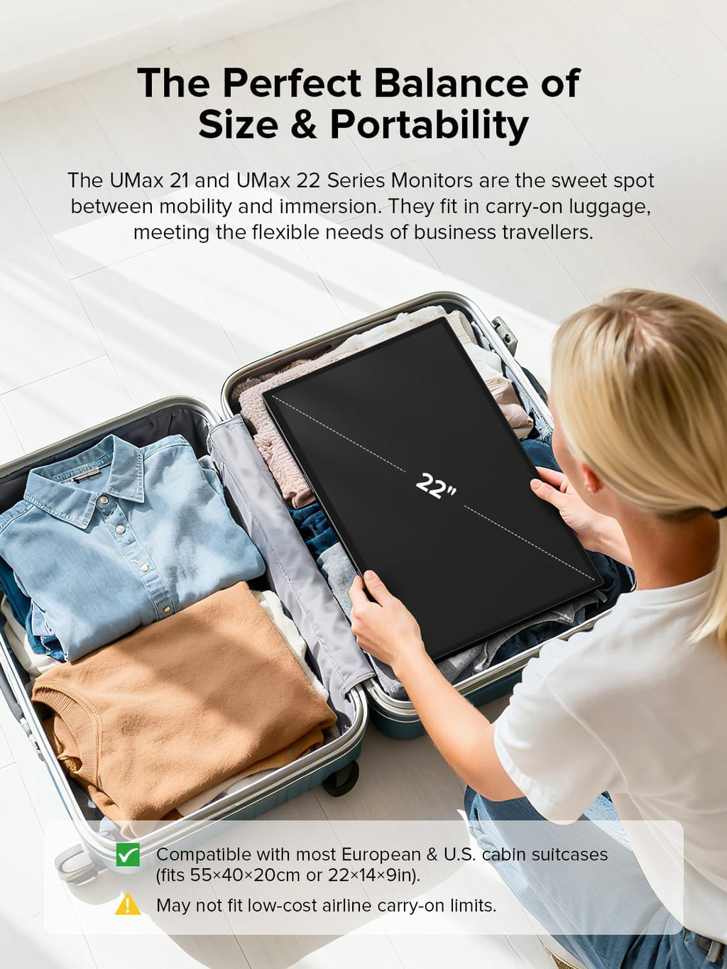 UPERFECT Portable Monitor Touchscreen 2K QLED, 22' Gaming Monitor w/VESA & 180° Adjustable Stand, 2560×1440 QHD FreeSync HDR, 100% DCI-P3, USB-C HDMI Travel Second Monitor for Laptop, PC, Game Console