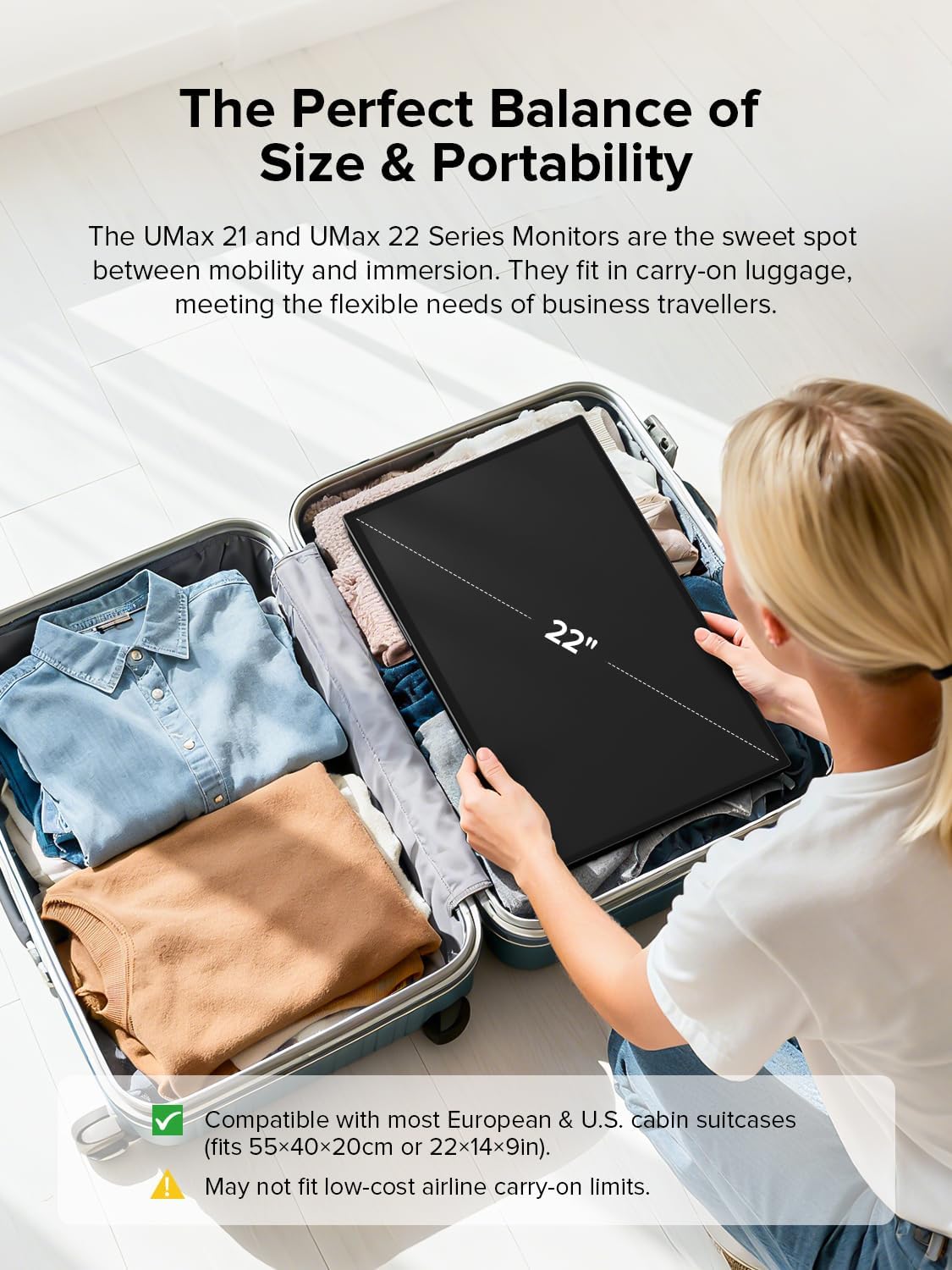 UPERFECT Portable Monitor Touchscreen 2K QLED, 22' Gaming Monitor w/VESA & 180° Adjustable Stand, 2560×1440 QHD FreeSync HDR, 100% DCI-P3, USB-C HDMI Travel Second Monitor for Laptop, PC, Game Console