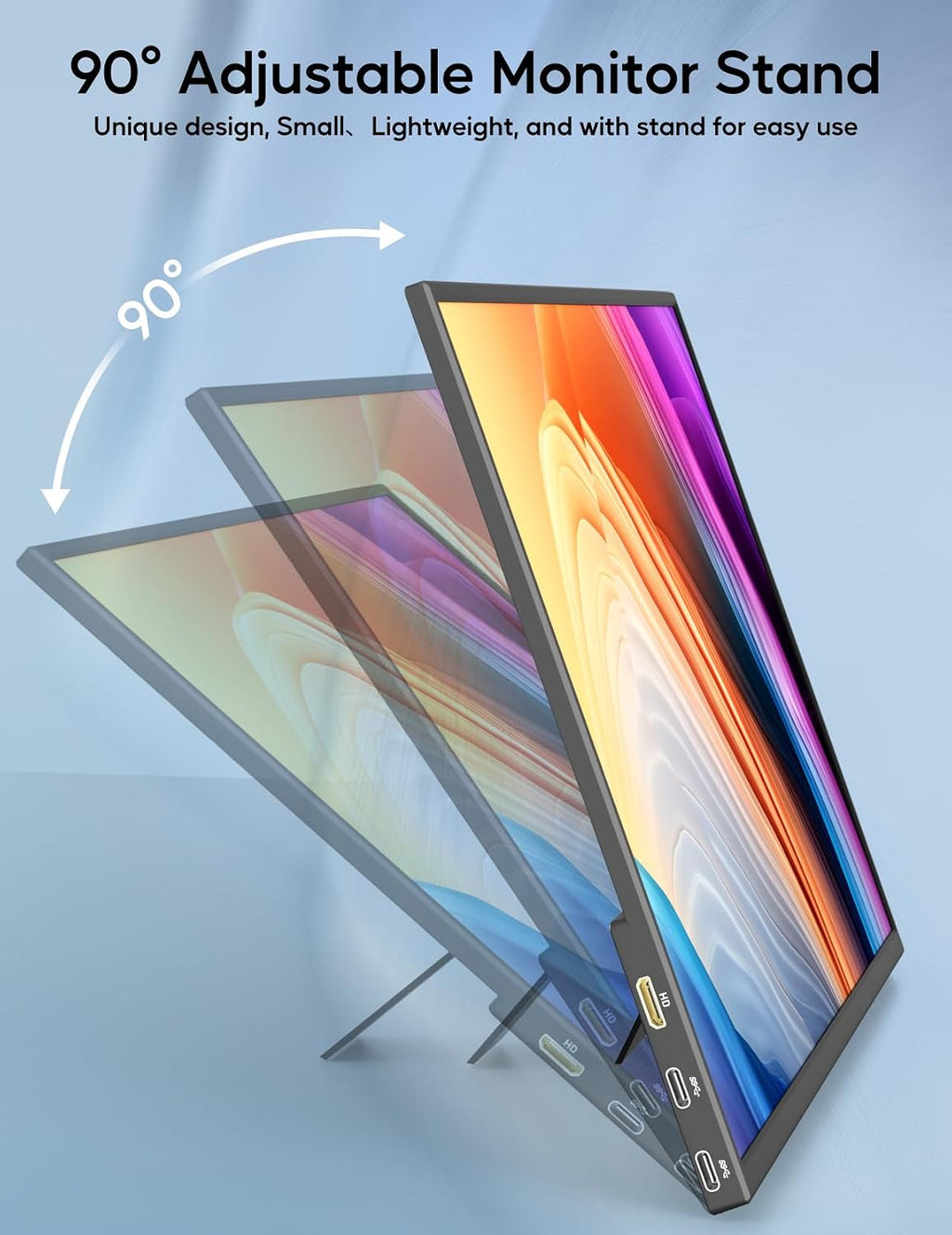 4K Portable Monitor, 13.4' 3840 * 2400 IPS Portable Monitor for Laptop, Slim Lightweight HDR Travel Screen USB-C HDMI w/Smart Cover for Laptop PS5/4 Xbox