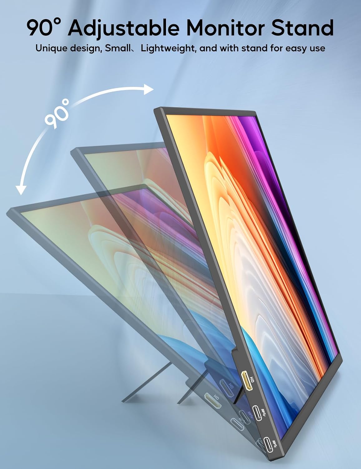 4K Portable Monitor, 13.4' 3840 * 2400 IPS Portable Monitor for Laptop, Slim Lightweight HDR Travel Screen USB-C HDMI w/Smart Cover for Laptop PS5/4 Xbox