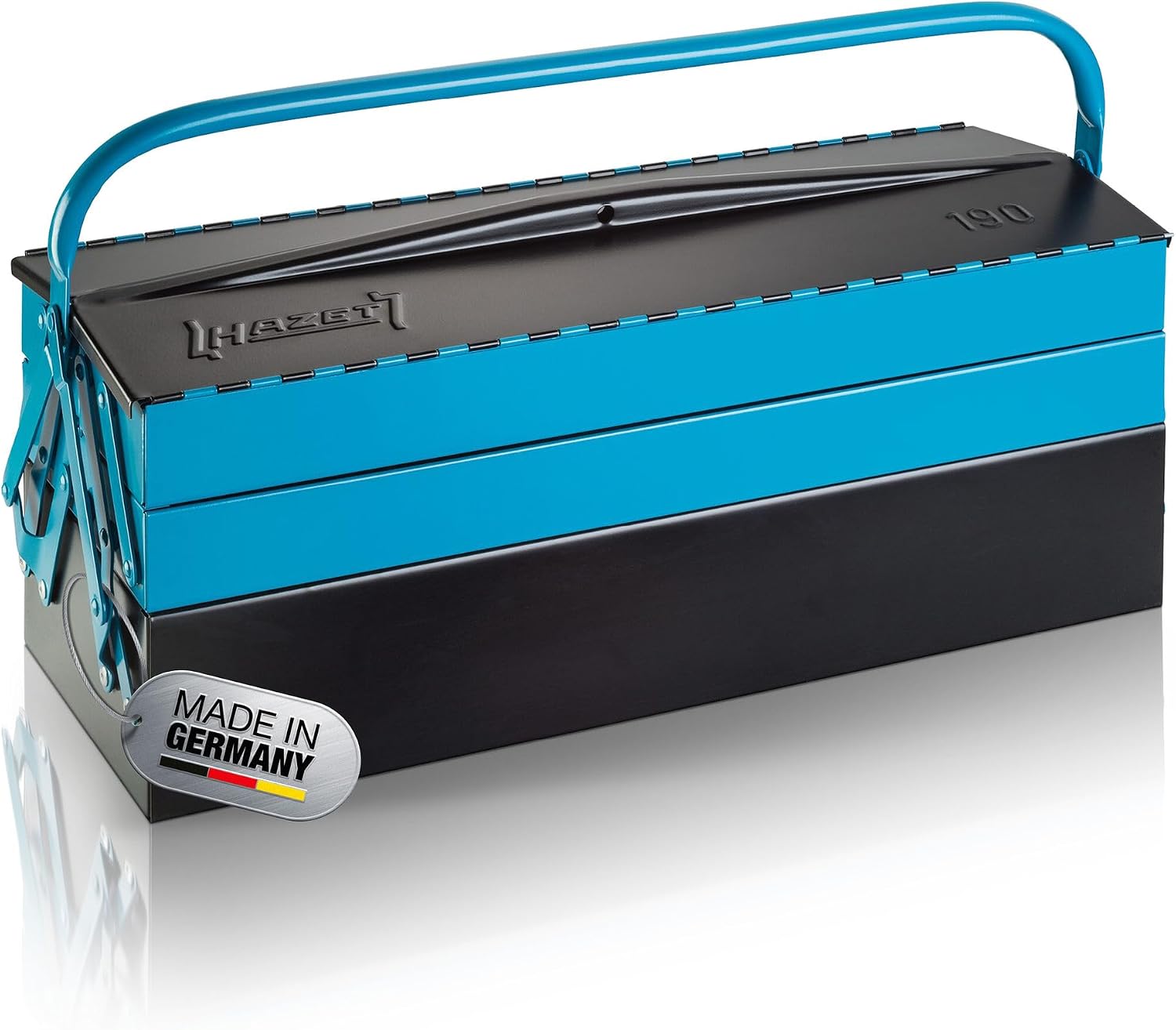 HAZET Metal Tool Box 190L | Empty | With Spacious Bottom Compartment and 4 Fold-Out Side Compartments | For Tidy Storage of Tools, Etc.