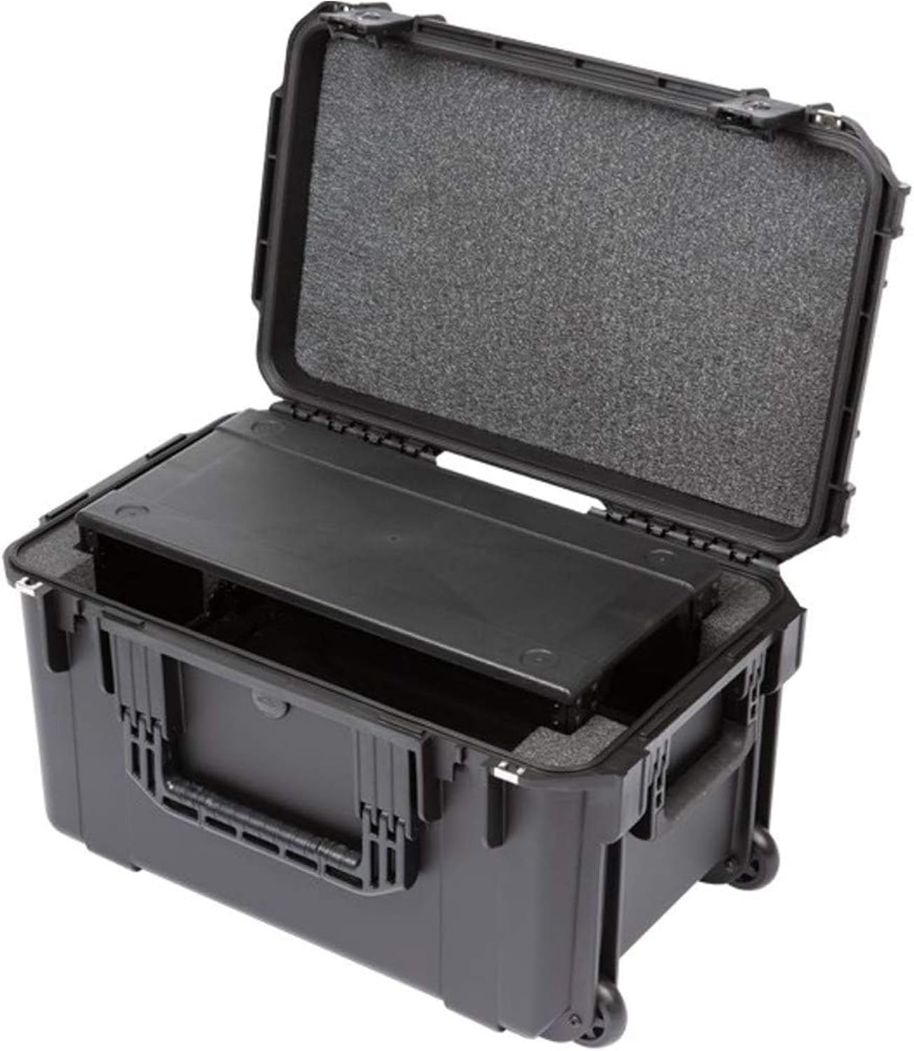 SKB iSeries 4U Shallow Fly Rack, Waterproof Polypropylene Hard Case with Durable Latches for Travel and Storage, Ideal for Musicians, 9 Inch, Black