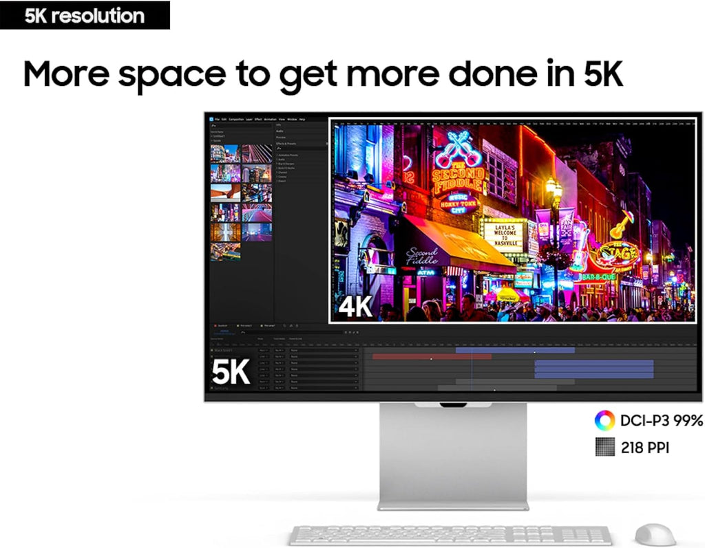 Samsung 27' ViewFinity S9 Series 5K Computer Monitor, Thunderbolt 4, DisplayPort, Matte Display, 4K Slimfit-Camera, Slim Metal Design, AirPlay, Smart-TV Apps, Gaming Hub, LS27C900PANXZA
