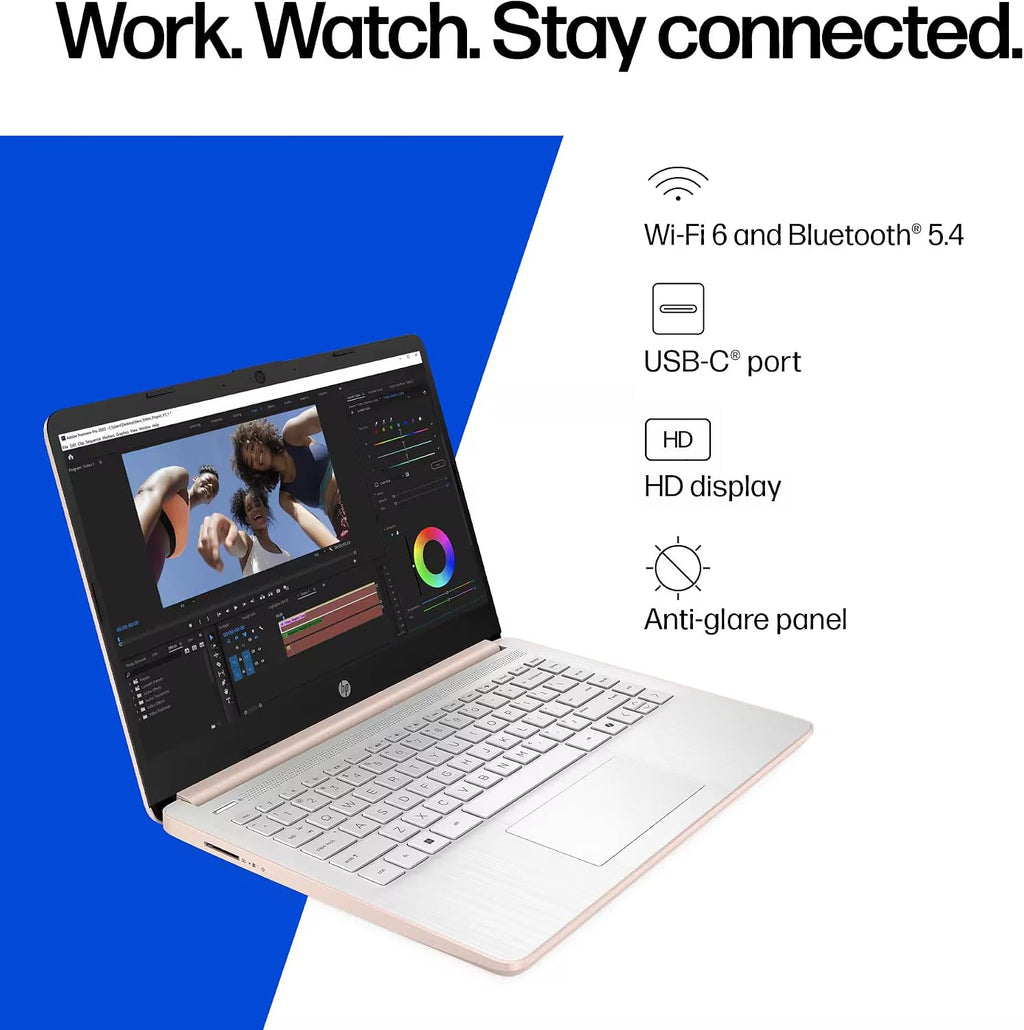 HP 14' Rose Gold Laptop for Student Business 2026, Office 365 Included, Copilot AI, Intel CPU, 16GB RAM, 64GB eMMC, w/Accessories, Light & Slim, 4K Graphics, Windows 11S