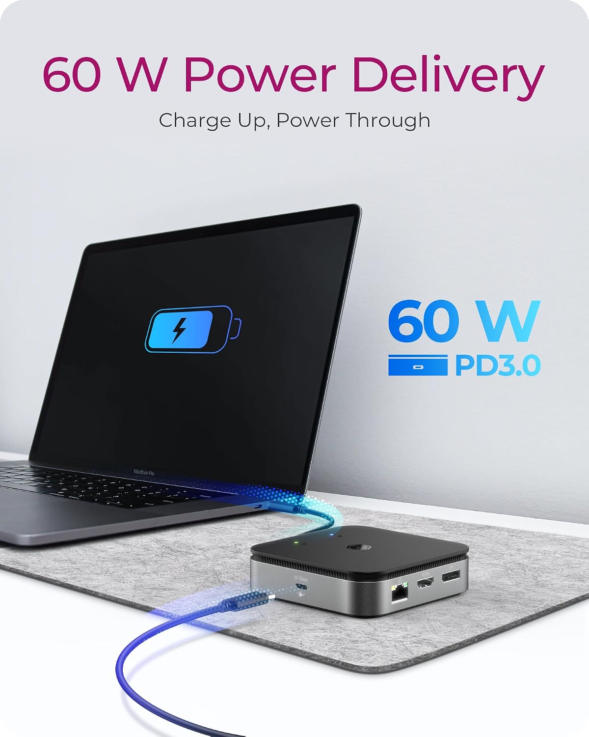 ICY BOX USB4 Docking Station (7-in-1) for 2 monitors (1x HDMI and 1x DP), 4K 120Hz / 8K 30Hz, 3x USB 3.1 Gen 2 (10 Gbps), 60W Power Delivery, Gigabit Ethernet, Audio, IB-DK408-C41