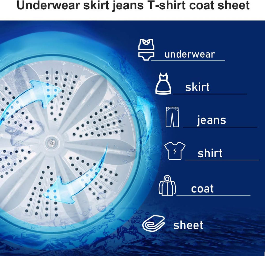 Full-Automatic Portable Mini Washing Machines,7.7 lbs Load Capacity，with Spin and Built in Barrel Light for Dorms Apartments RV and Camping