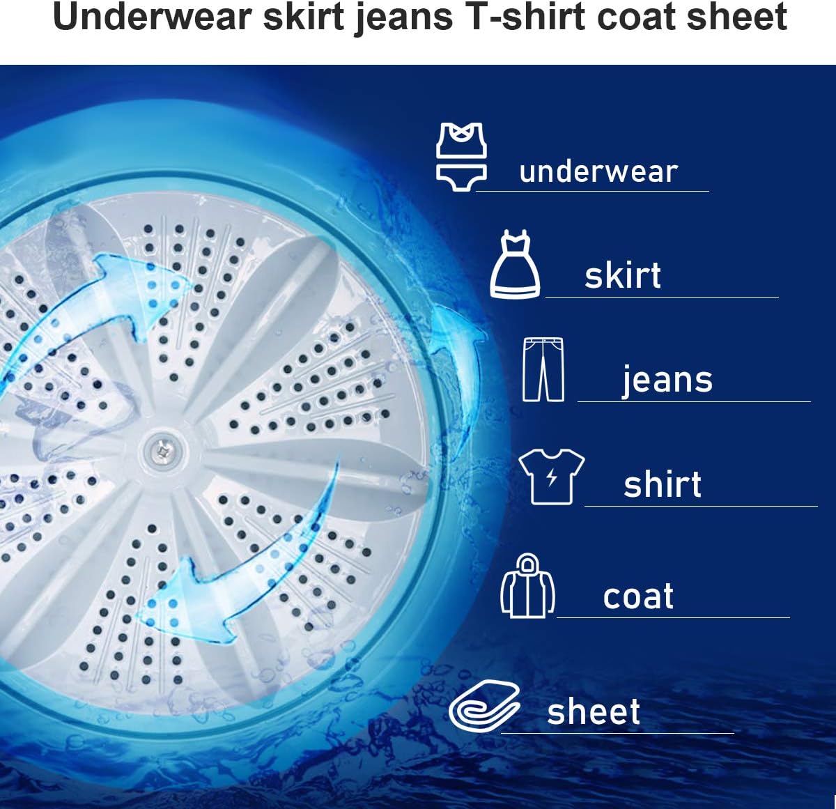 Full-Automatic Portable Mini Washing Machines,7.7 lbs Load Capacity，with Spin and Built in Barrel Light for Dorms Apartments RV and Camping