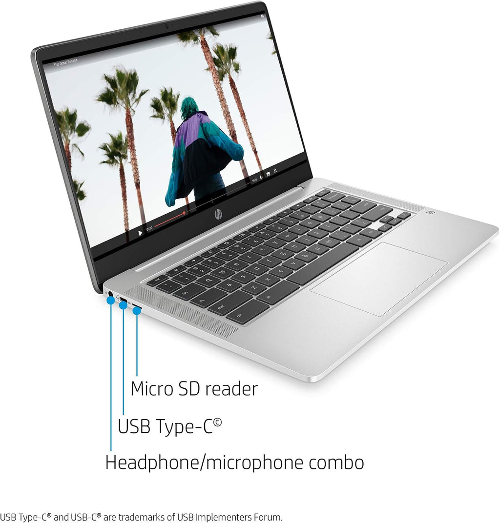 2020 Flagship HP 14 Chromebook Laptop Computer 14' HD SVA Anti-Glare Display Intel Celeron N5000 Processor 4GB DDR4 64GB eMMC Backlit WiFi Webcam Chrome OS