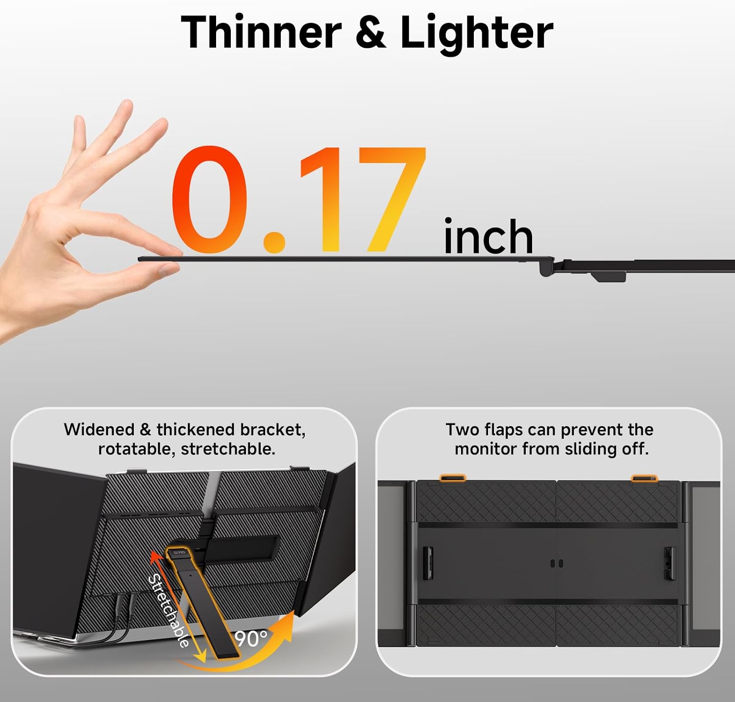 BOSII Laptop Screen Extender Monitor - Triple 14' Ultra Thin IPS FHD 1080P Portable Monitors for 13.3'-17' Laptops Compatible with Windows Mac Travel Work