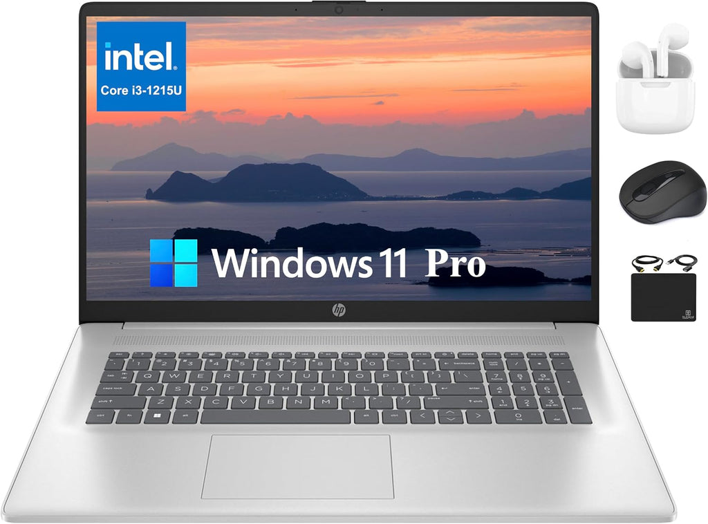 HP 2024 17 Pavilion Laptop, 17.3'' FHD IPS Anti-Glare Display, 6-Core Intel i3-1215U, 32GB RAM, 1TB SSD, Wi-Fi, Privacy Camera, Fast Charge, Long Battery, Windows 11 Pro +HubxcelAccessory