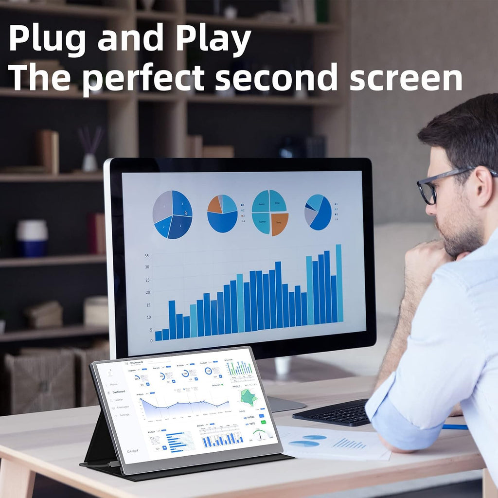 Upperizon Portable Monitor 15.6' 4K UHD 3840X2160 100% sRGB 60Hz IPS HDR HDMI USB-C Travel Monitor for Laptop MacBook PC Surface PS5 Xbox, Second Screen with Cover & Speakers, VESA Compatible