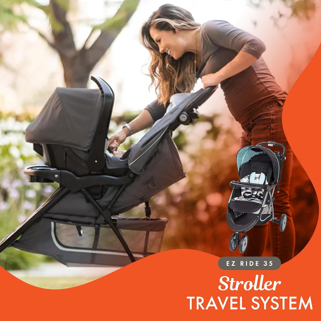 Baby Trend EZ Ride 35 Travel System, Stroller and Infant Car Seat Combo, Doodle Dots - Lightweight and Foldable Compact Design with One Hand Fold and Adjustable Handle