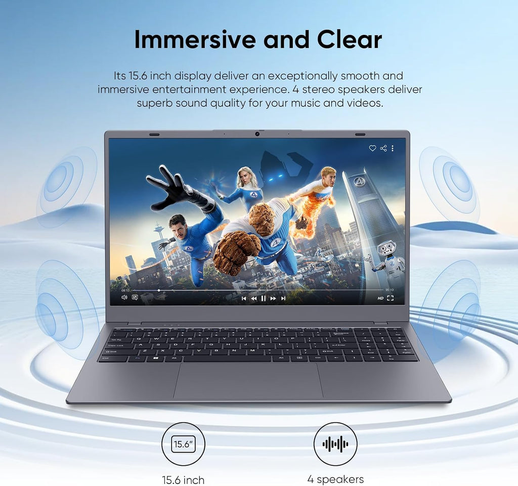Laptop Computer, AMD Athlon 3020E Processor Up to 2.6GHz, 8GB DDR4 RAM 128GB SSD, 15.6' FHD IPS Display, Perfect for Online Courses, Working from Home, and Watching Video, Gray