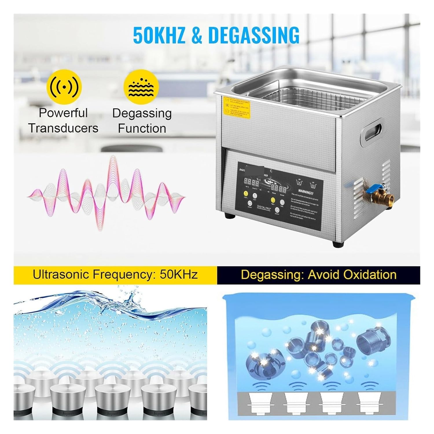 Ultrasonic Cleaners, 3L 6L 10L Ultra Cleaner W/Degassing Function Portable Washing Machine Ultrasound Bath Diswasher Home Appliance(3L)