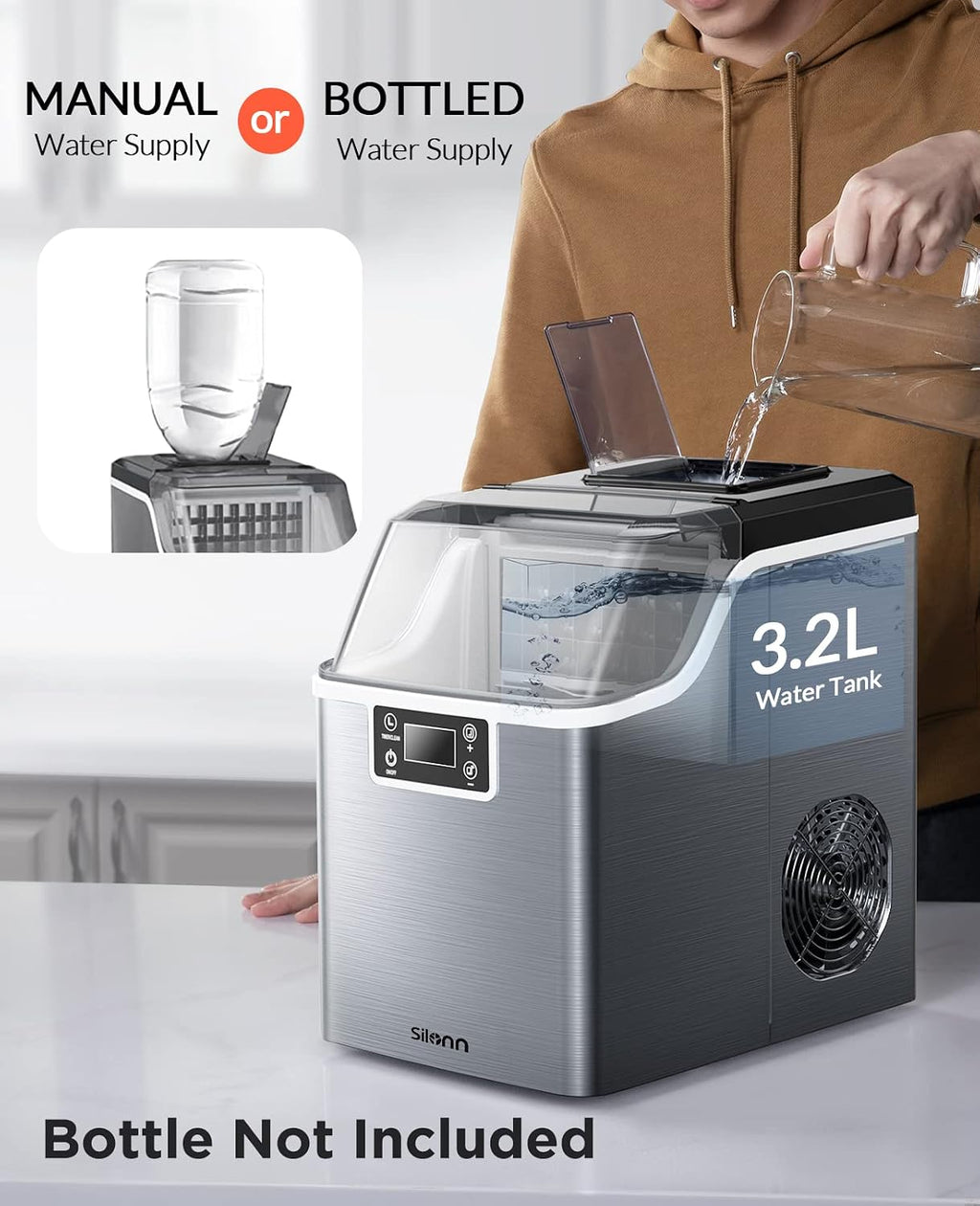 Silonn Countertop Ice Maker, 45lbs Per Day, 24Pcs Ice Cubes in 13 Min & Affresh Washing Machine Cleaner, 6 Month Supply, Cleans Front Load and Top Load Washers, Including HE