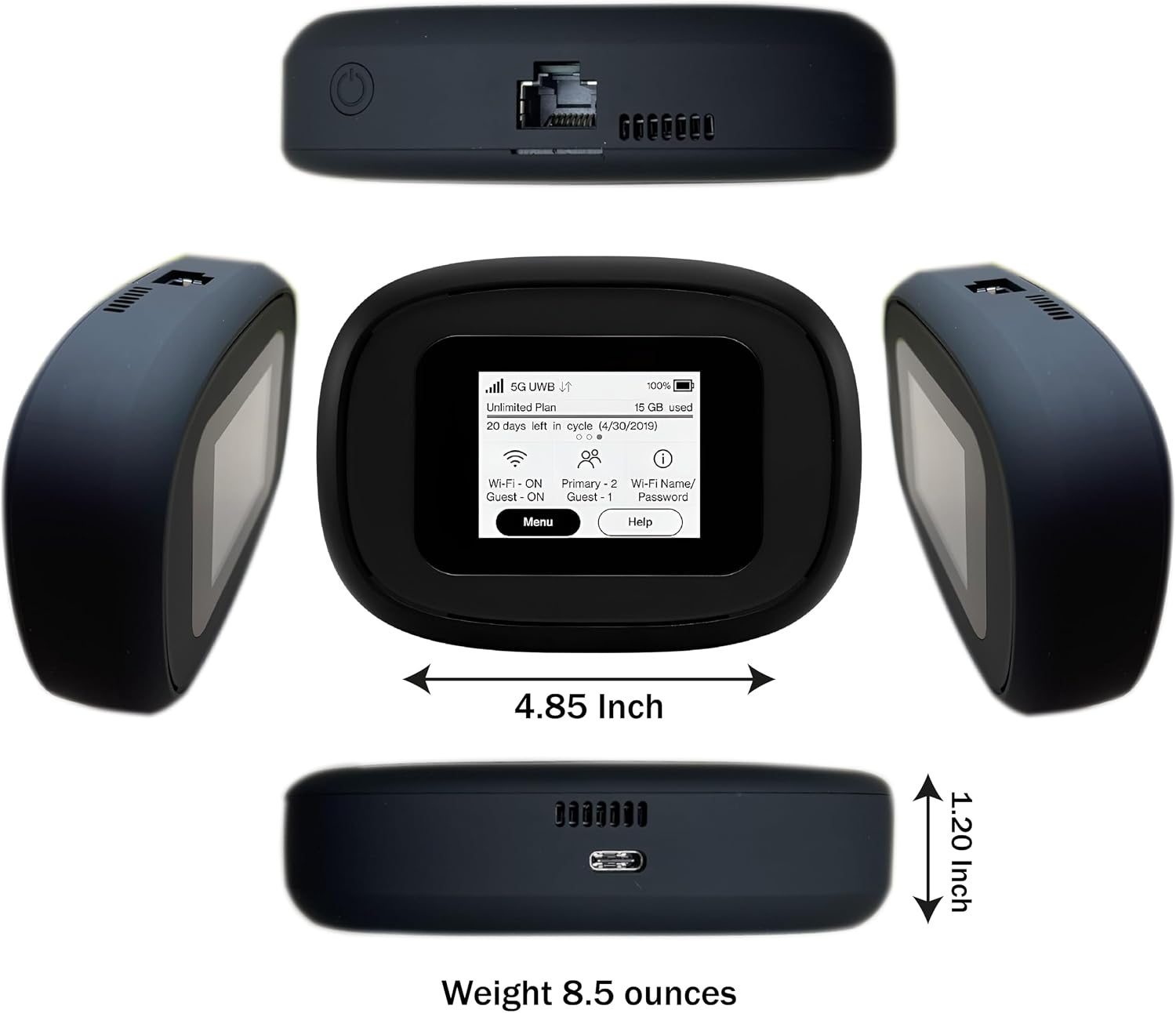 4G/5G Mobile Portable WiFi | Verizon Wireless Jetpack Inseego MiFi M1000 | Mobile Hotspot for Travel | RJ45 Ethernet Port | Speed Up to 2,4 Gbps | Use 8 hrs | EVDO-LINK Bundle - Verizon Sim Card