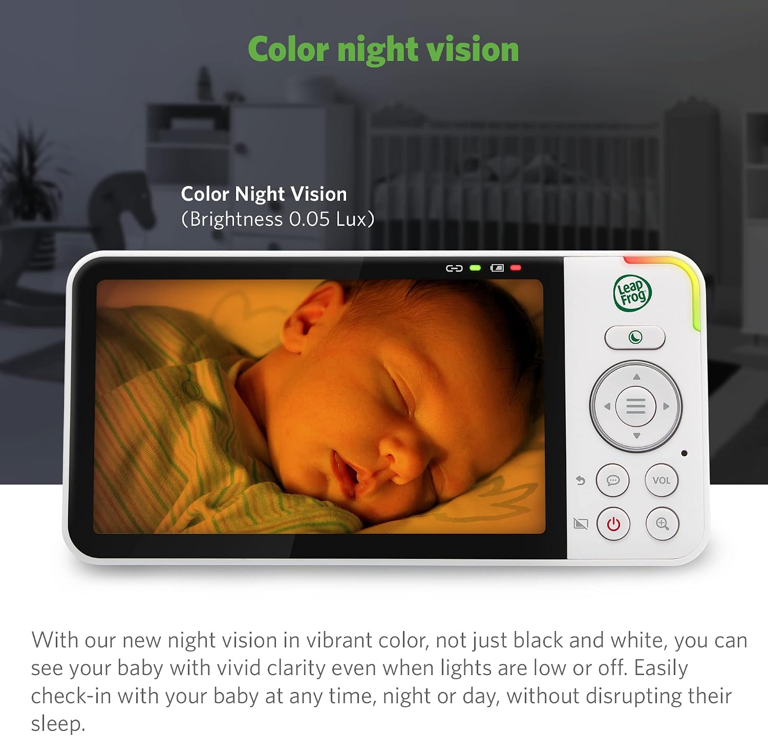 LeapFrog LF915HD Baby Monitor, 5' 720p Screen, 360° Pan & Tilt with 8X Zoom Camera, Color Night Vision, Night Light, Two-Way Intercom, Secure Transmission No WiFi