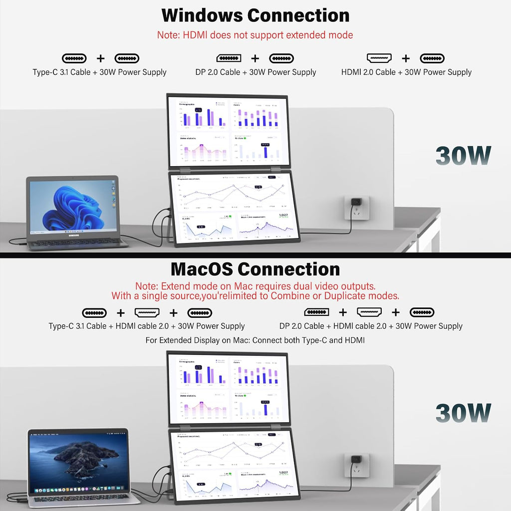 InnoView Portable Dual Monitor 15.6' 3840x2160P 4K 100% sRGB | Owl Eye Vision - Foldable Design with 315° Screen Adjustment, 180° Stand | DP/USB-C/HDMI, Dual Screen Extender for Laptop, Mac, Windows