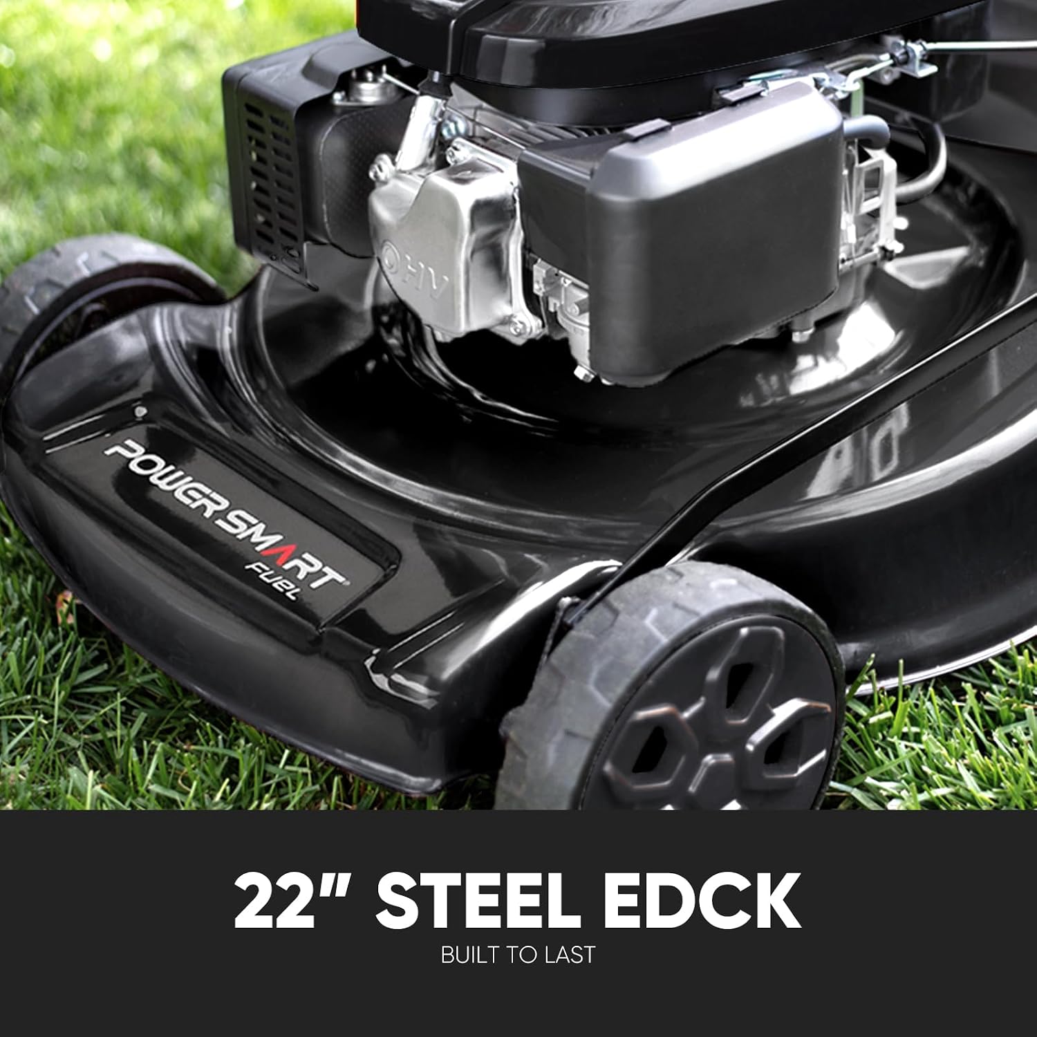 PowerSmart Self Propelled Gas Lawn Mower, 22 in. with 170cc OHV Engine, 3-in-1 Rear-Wheel Drive High Wheels, Black