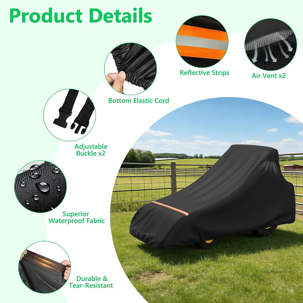 AKEfit Tractor Cover,Tractor Covers Waterproof Heavy Duty,420D Oxford Waterproof, Dustproof, UV Protection Universal Tractor Cover With reflective strip,189.3''Lx76.3''Wx86.2''H