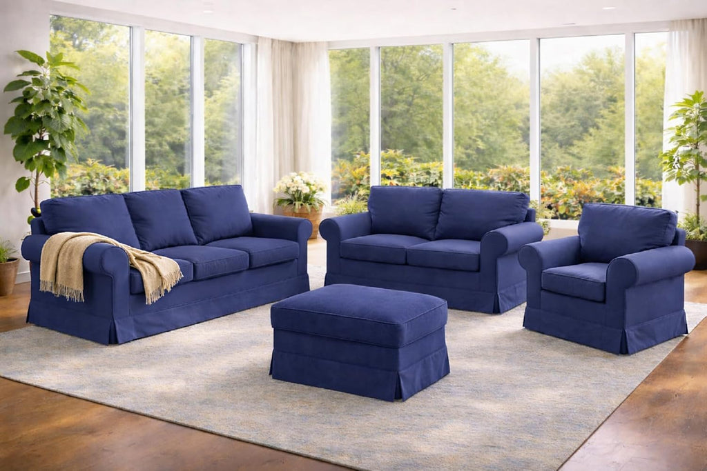 Heavy Duty UPPLAND (Not EKTORP) Sofa Cover Replacement Compatible with IKEA UPPLAND 3 Seat Sofa, Loveseat, Armchair, Sectional Corner, or Footstool Slipcover Only (Uppland 3 Cotton Blue)