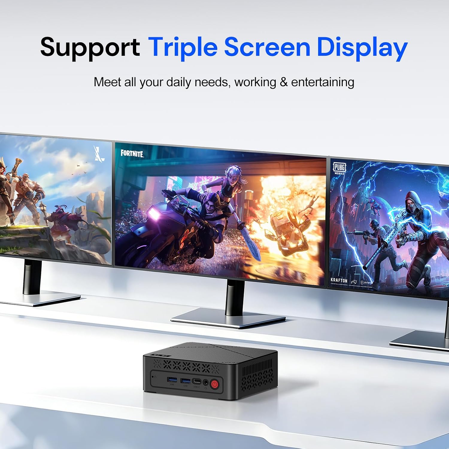 wo-we Mini PC AMD 3500U(Beat N150/N100) 8GB RAM 256GB SSD 4C/8T 4K Triple Display Dual HDMI&Type-C,USB3.2 Silent Heat Dissipation Mini Desktop Computer forHome Theater Office Business Education