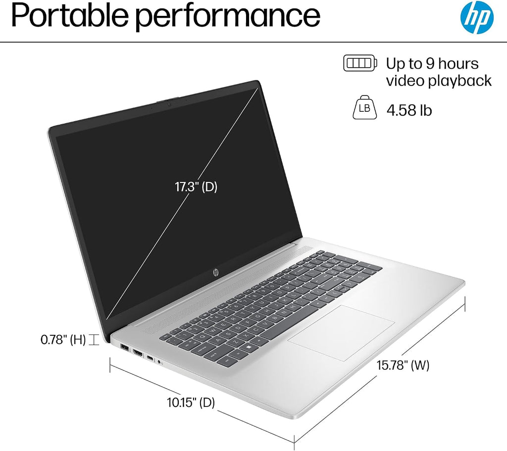 HP 17 Touchscreen Laptop (17.3' HD+, 32GB RAM, 1TB SSD, AMD Ryzen 5 7430U (> Intel i5-1334U)), Business & Student, Webcam, Long Battery Life, Fast Charge, Numeric Pad, Win 11 Home w/ Copilot, Silver