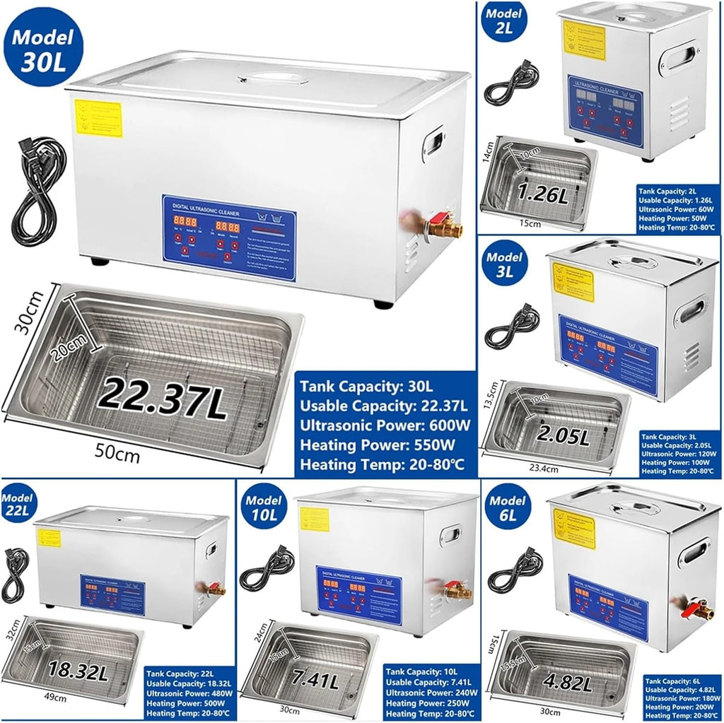 2-30L 110 Ultrasonic Cleaner with Digital Timer Heater Stainless Steel Ultrasound Washing Machine Home Appliances(2L-60W-110)