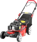 20-Inch Self-Propelled Gas Lawn Mower - 140cc 4-Stroke Engine, 3-in-1 Rear Bag/Mulch/Side Discharge, 8-Position Height Adjustment, 60L Grass Bag, Ideal for Lawn Weeding