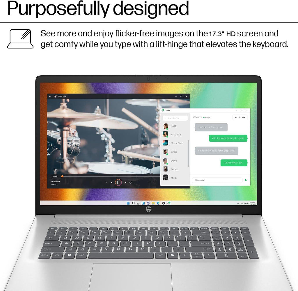 HP 17 Laptop AI PC (17.3' HD+ Touchscreen, Intel 12-Core Ultra 5 225U (> i7-1355U), 16GB DDR5 RAM, 512GB SSD) for Business, Home, Students, Backlit, Fingerprint, Webcam, Win 11 Pro, Silver