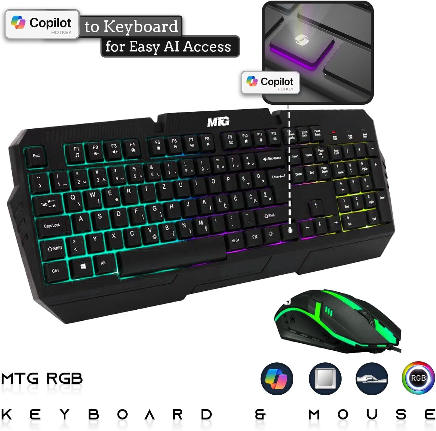 TechMagnet RGB Desktop Computer PC - Intel Core i5, 32GB ARGB RAM, 256GB SSD, GT-1030 Graphics with RGB Keyboard with AI-Enabled Copilot Key, Mouse and RGB Headphone Windows 11 (Renewed)