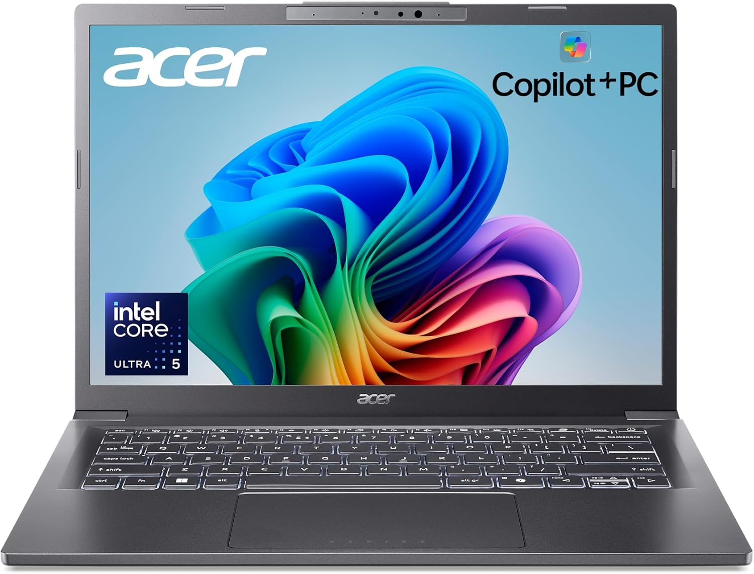 acer Aspire 14 AI Copilot+ PC | 14' WUXGA Display | Intel Core Ultra 5 Processor 226V | NPU: Up to 40 Tops - GPU: Up to 53 Tops | Intel ARC 130V | 16GB LPDDR5X | 512GB SSD | Wi-Fi 6E | A14-52M-51S1