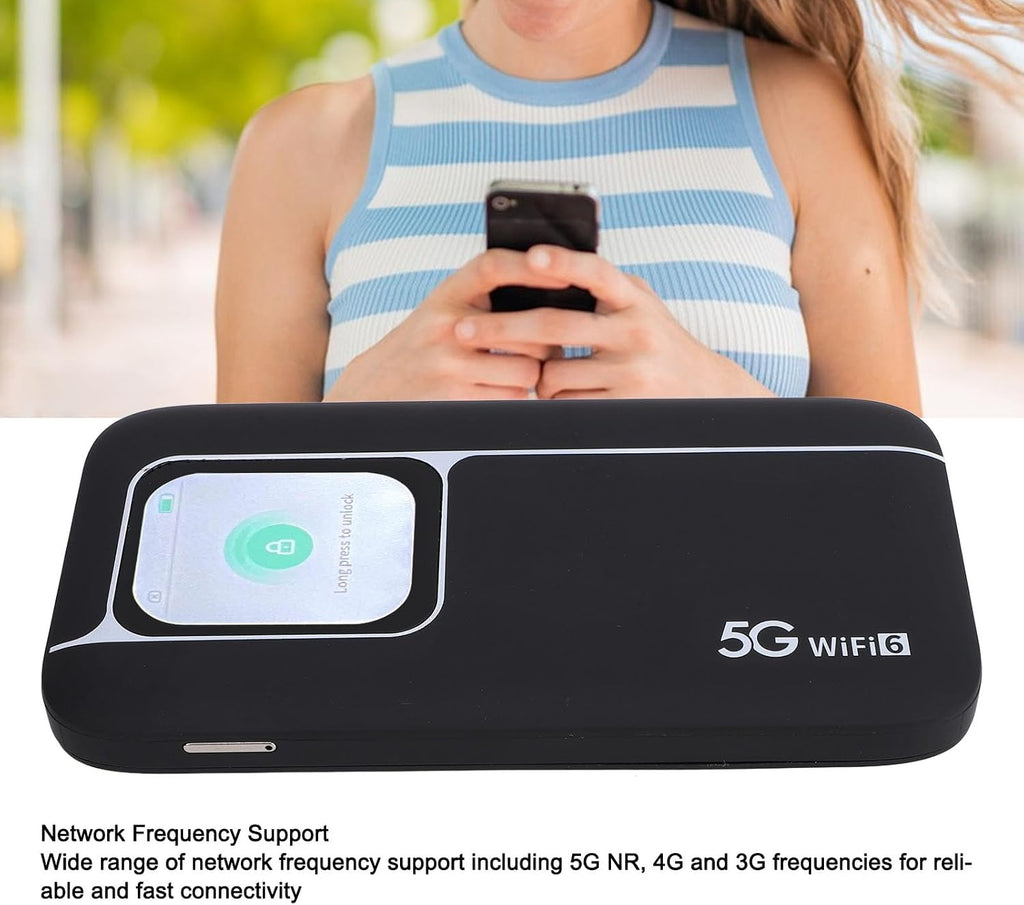 5G Modem Wire Less Router, 5G Portable WiFi6 Mobile Hotspot, Portable Wi - Fi Device for Travel, Ultra High Speed Mobile Hotspot Device with SIM Slot, Support 16 Devices, 7100mAh