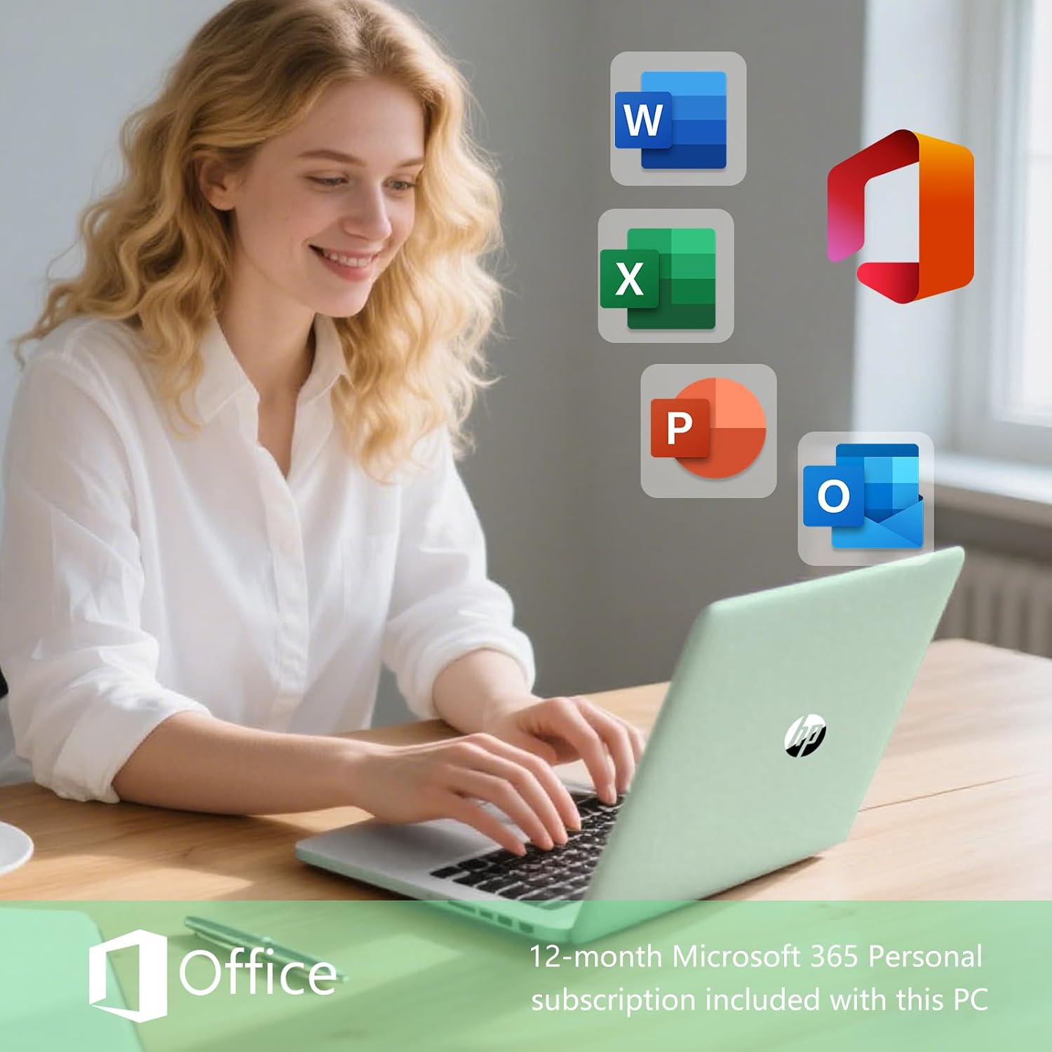 HP 14 Elite Laptop, 16GB RAM, 1.12TB Total Storage (128GB UFS+1TB Cloud), Willow Green, Office 365, Intel 4-Core, Win11, Copilot AI, 11Hr Battery, Alpacatec Mouse
