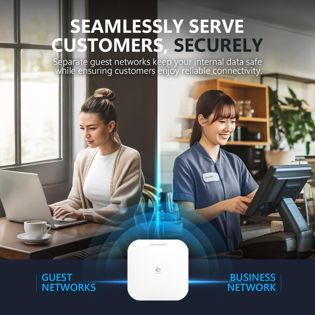 EnGenius ECW516L Wi-Fi 7 Cloud Lite Tri-Band Access Point - Cloud Managed 13.7Gbps Speed, 2x3x3 MIMO, 320MHz Channels, MLO Technology, 2.5GbE PoE+, 1200 Sq Ft Coverage - Power Adapter NOT Included