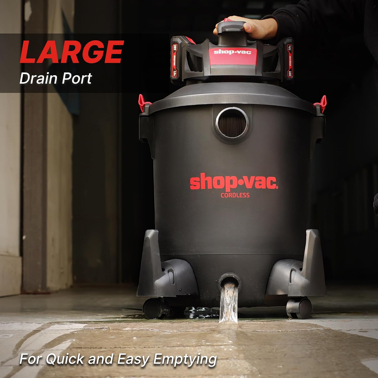 Shop-Vac 5430031 10 Gallon 20V Cordless Wet/Dry Vacuum with 1.5-inch x 7-Foot Hose, Includes (2) Extension Wands, Cartridge Filter, Collection Bag, and Foam Sleeve