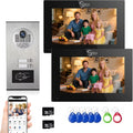 Wired Apartment Video Intercom System,1080P HD Video Doorbell, Compatible with 2 Units 7-inch Touchscreen,Supports Motion Detection,Two-Way Audio,Tuya Smart Home