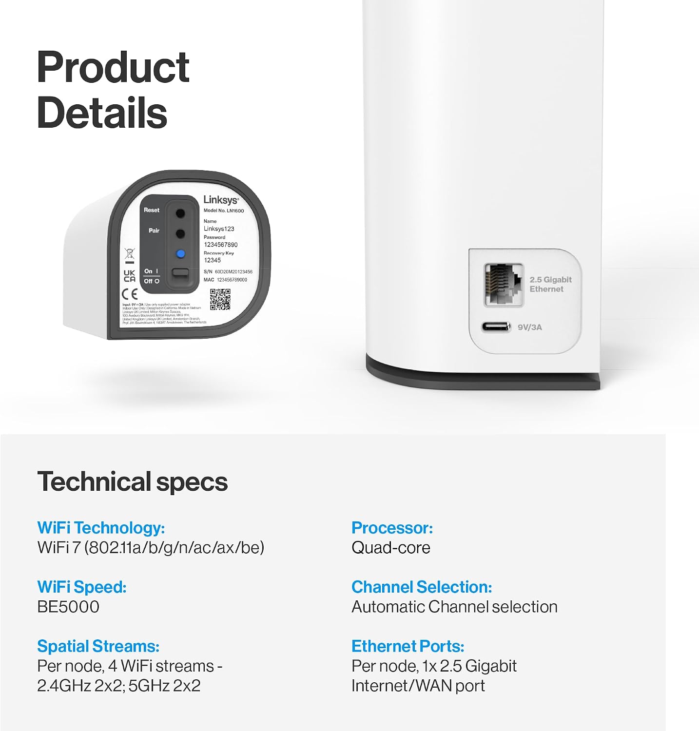 Linksys Velop Micro 7 Dual-Band BE5000 Wi-Fi 7 Mesh System | 4 WiFi Streams up to 5 Gbps | 6600 sq.ft. Coverage | Supports Internet Plans up to 2.5 Gbps | 3-Pack